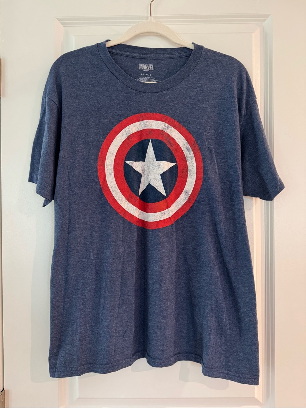 Marvel Navy Tee with Red & White Captain America Shield